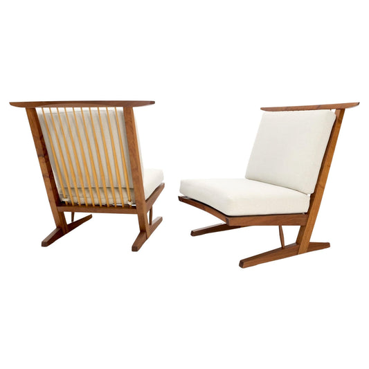 Pair Mira Nakashima Conoid Lounge Chairs After George Nakashima, 2000