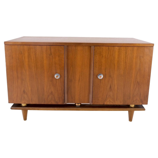 Mid-Century Modern Walnut Two Doors Floating Base Small Petit Credenza Mint