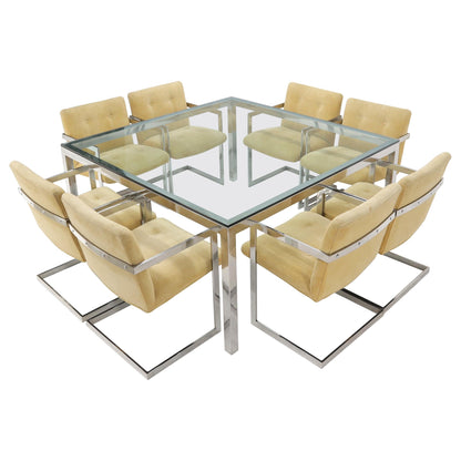 Mid-Century Modern Chrome Set of 8 Chairs and Dining Conference Table