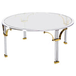 Mid Century Modern Chrome Brass and Glass Round Coffee Table