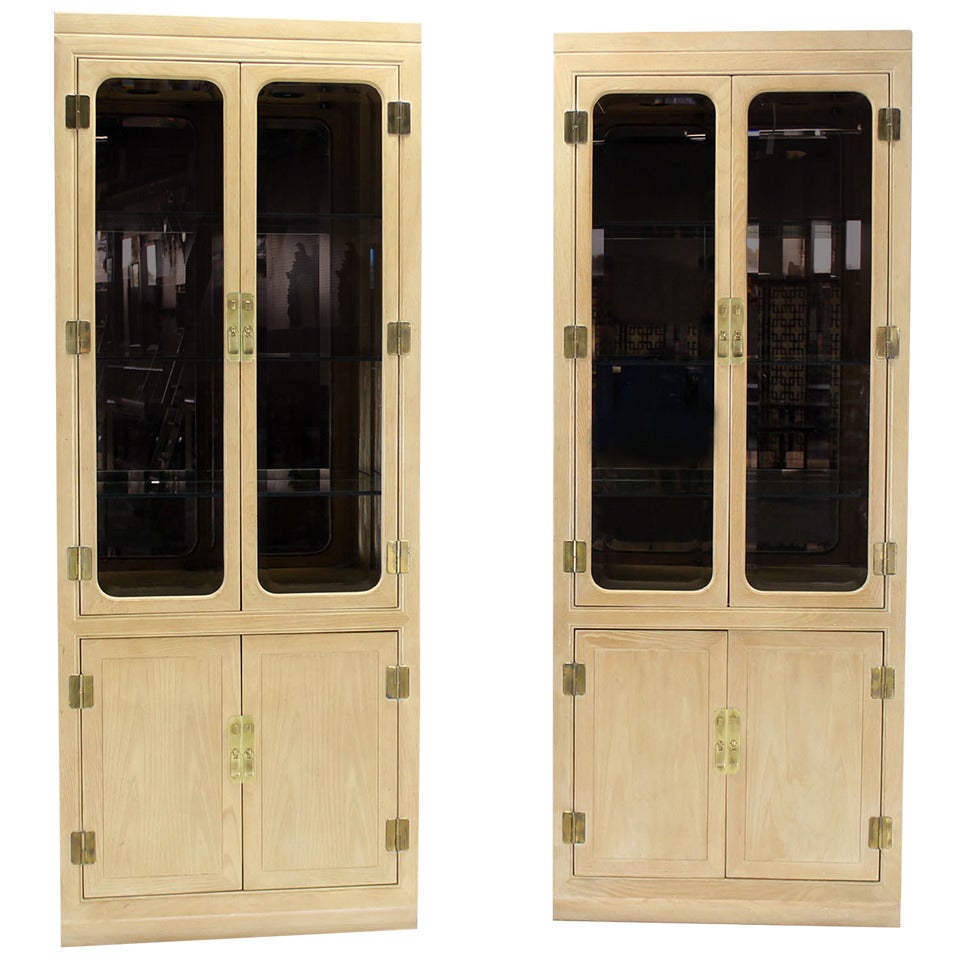 Pair of Mid-Century Modern Tall Display Cabinets for John Stuart