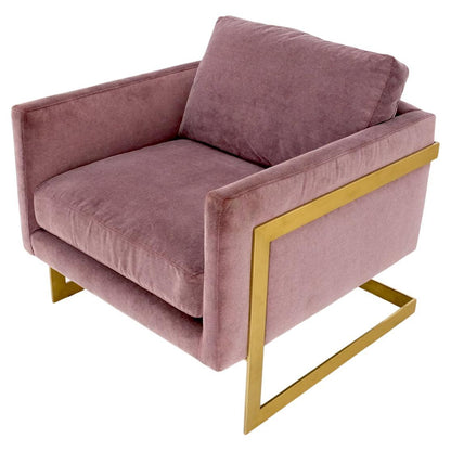 Brass Frame Shape Base Cube Shape Lounge Chair