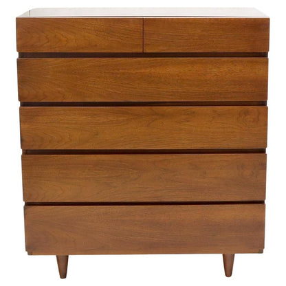 American Walnut Block Front Drawers High Chest Dresser American of Martinsville