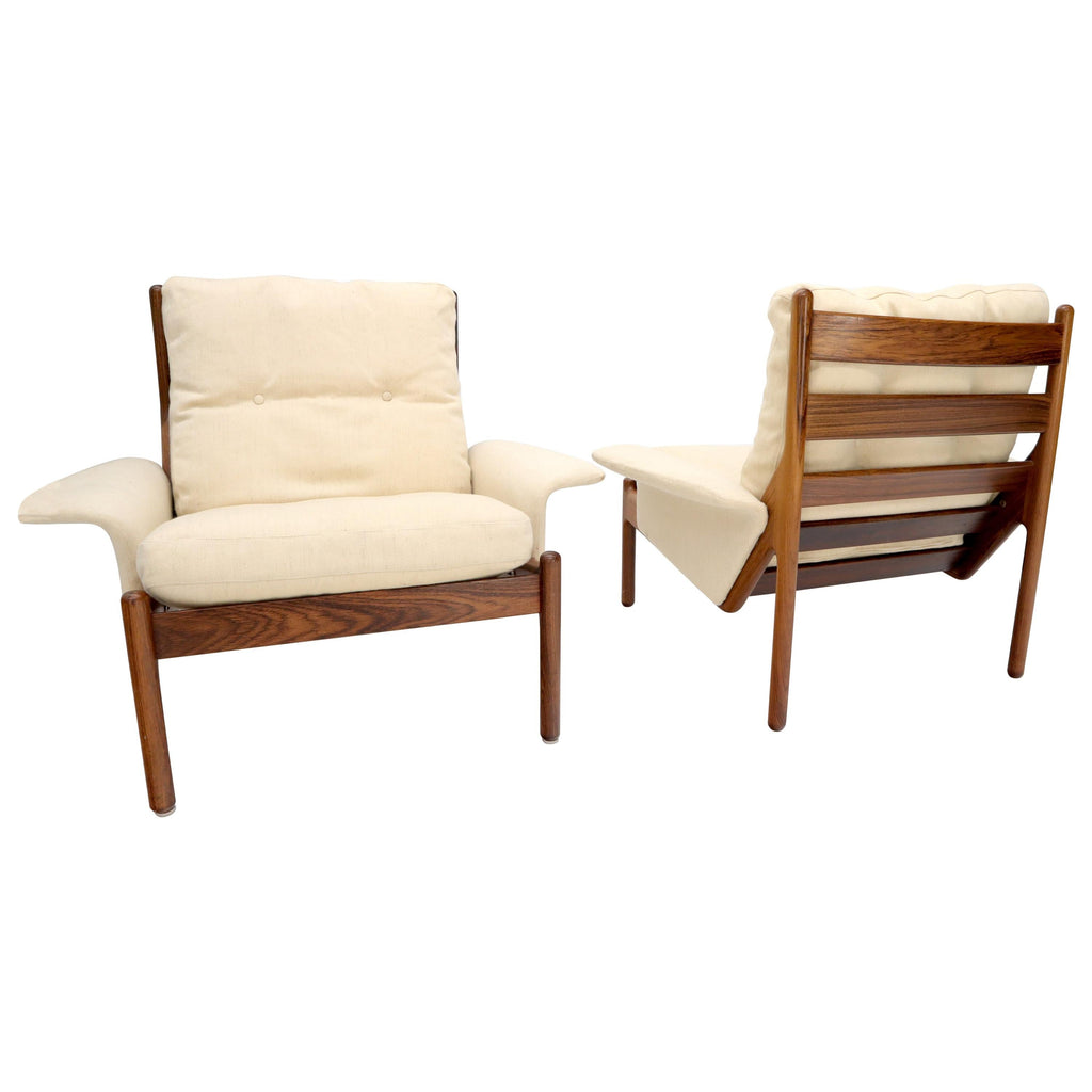 Pair of Danish Modern Virgin Wool Upholstery Rosewood Frames Longe Chairs