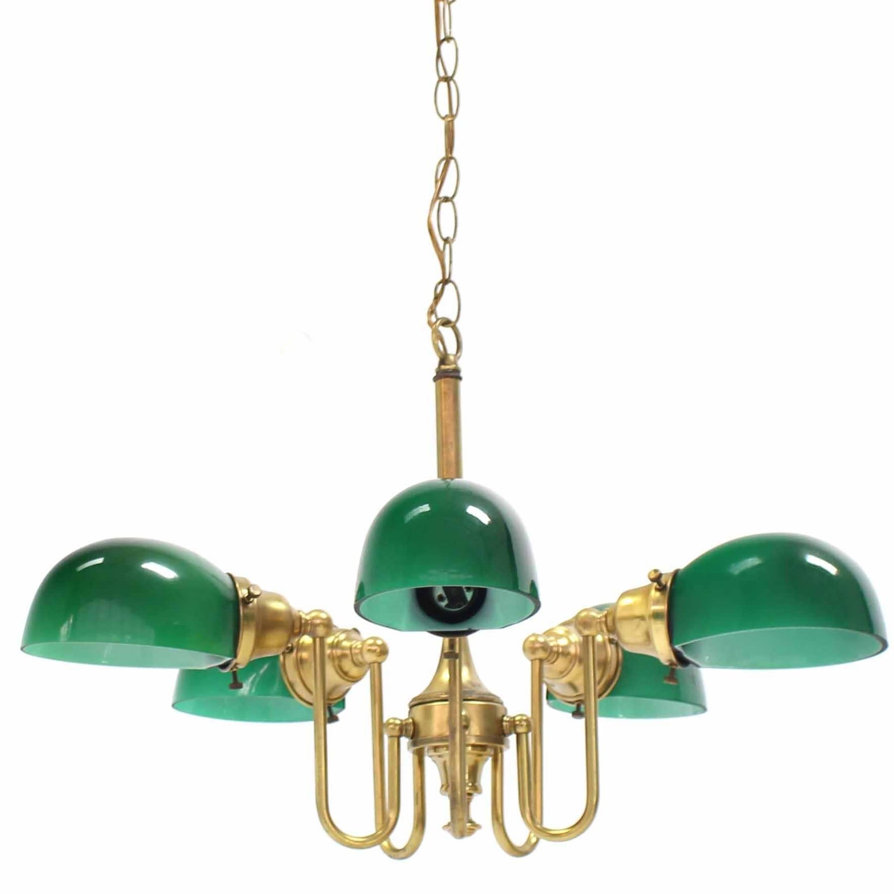 Emerald and Glass Brass Light Fixture