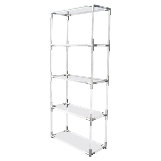 5-Tier Lucite and Glass Mid-Century Modern Étagère Shelf Wall Unit