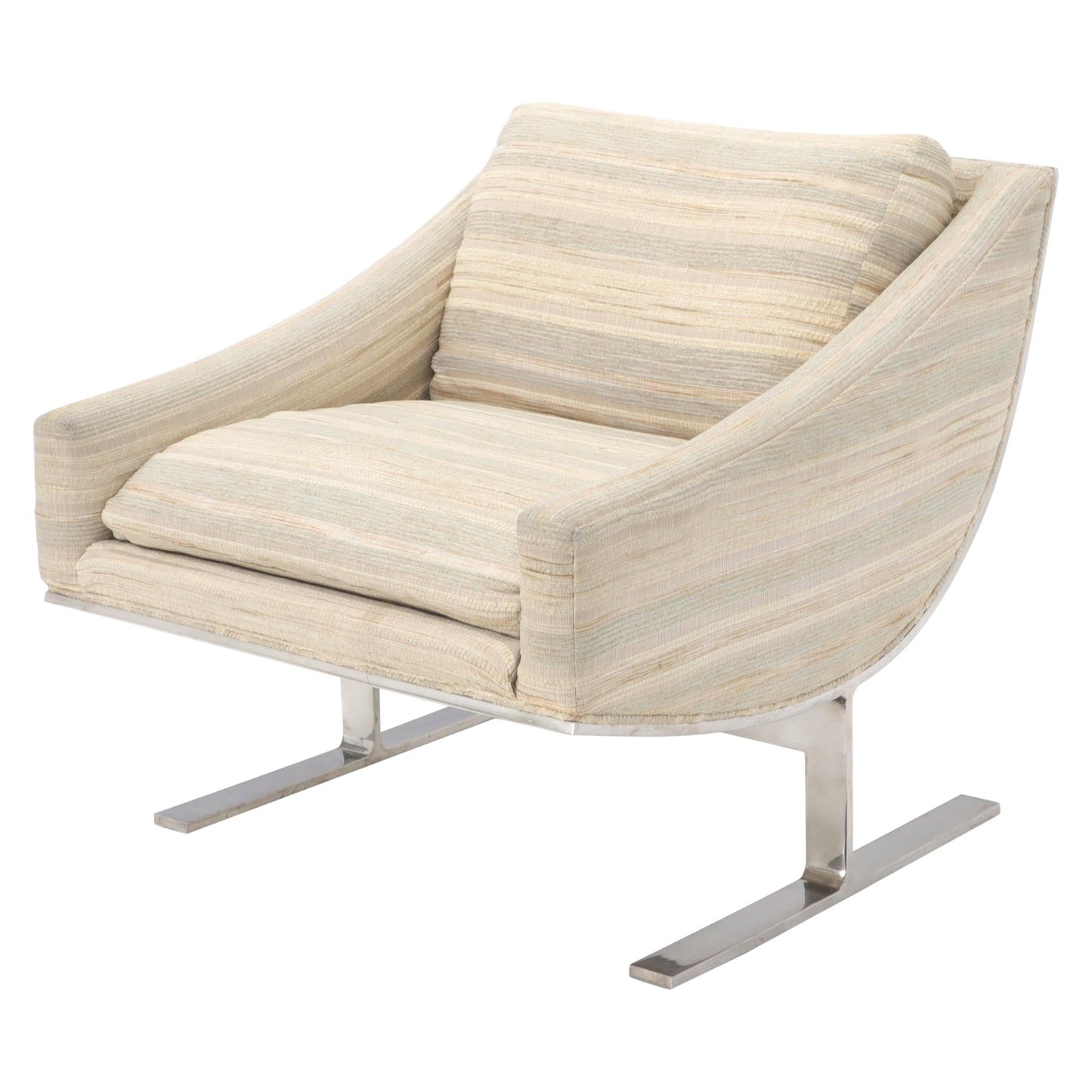 Heavy Stainless Steel Base Upholstered Scoop Lounge Chair