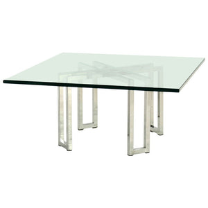 Chrome Base and Square Glass-Top, Mid-Century Modern Coffee Table