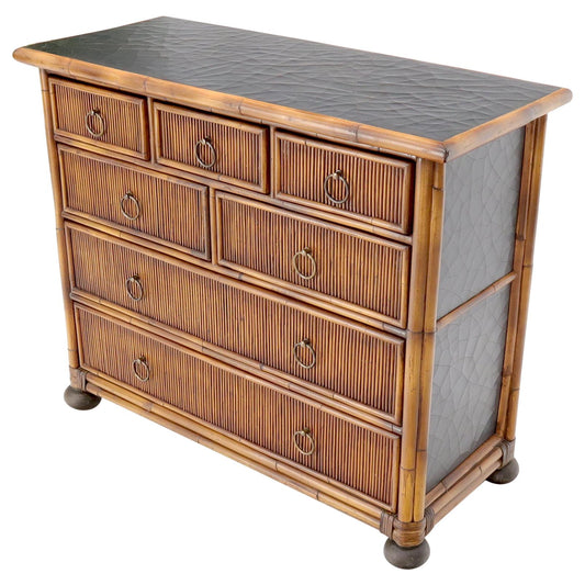 Rattan 7 Drawer Bachelor Chest of Drawers by Baker