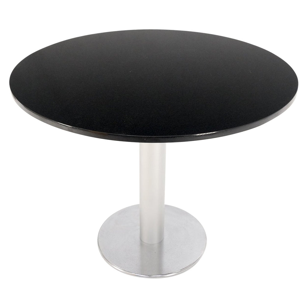 Black Granite Top Crome Pedestal Base Round Dining Table Mid Century Modern MINT