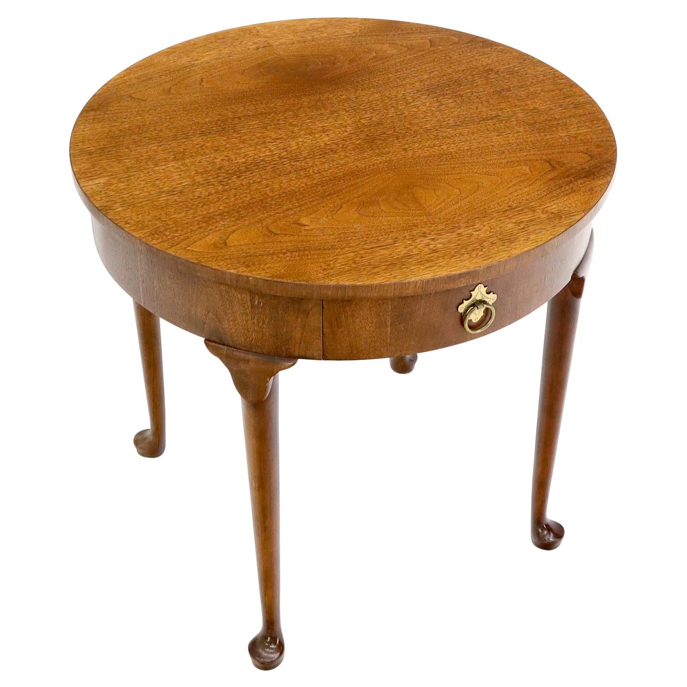 Queen Ann Walnut One Drawer Lamp Side Table Stand by Baker