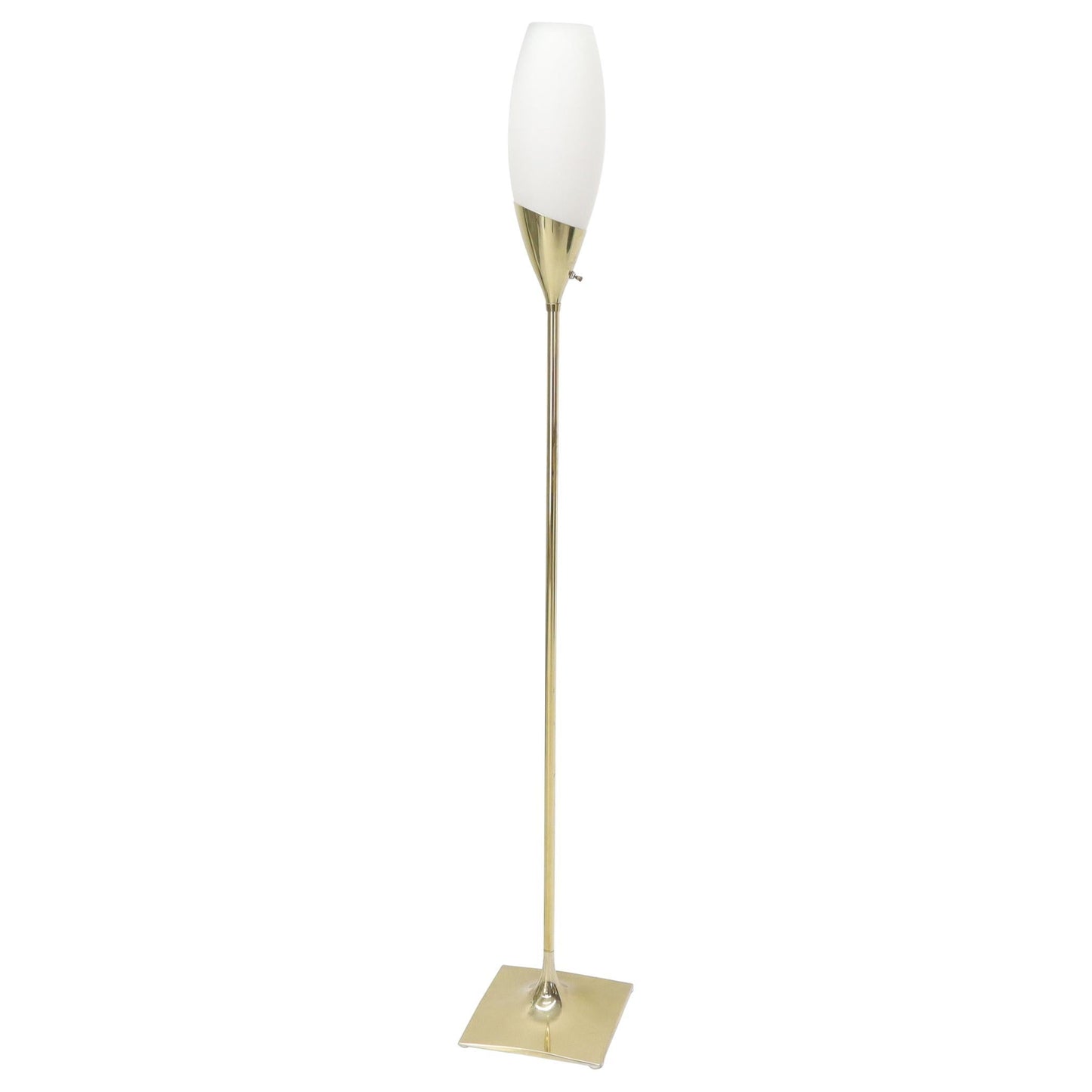 Square Tulip Base Champagne or Wine Style White Frosted Glass Floor Lamp