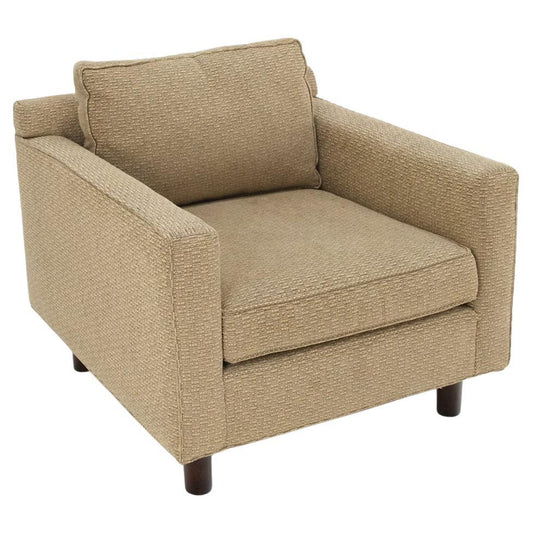 Deep Oatmeal Fabric Upholstery Contemporary Lounge Chair on Dowel Legs