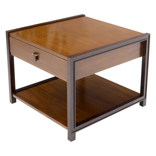 Dunbar Square Two Tier End Side Table Mid-Century Modern American Walnut