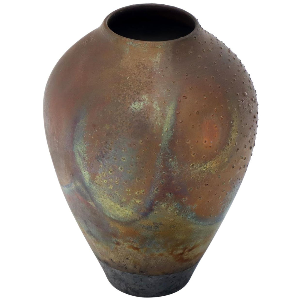 Raku Fired Baluster Shape Mid-Century Modern Porcelain Vase