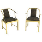 Mid-Century Modern Pair of Brass Barrel Back Chairs by Mastercraft