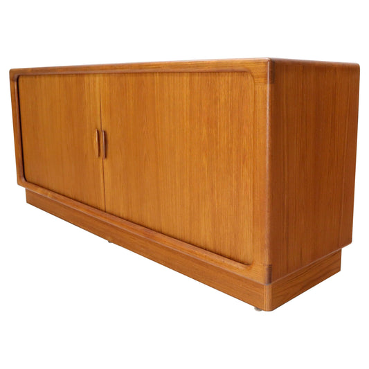 Danish Mid-Century Modern Teak Tambour Doors Long Dresser Credenza by Dyrlund