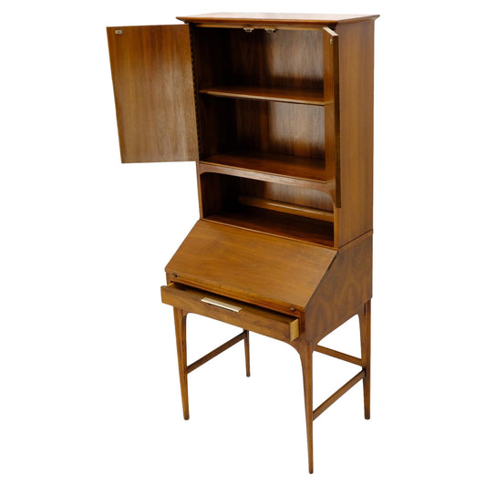 Mid-Century Modern Walnut tall Secretary Desk Bookcase