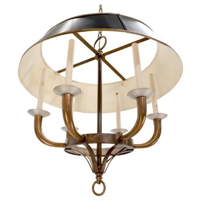 Solid Brass 6 "Candles" Chapman Ceiling Light Fixture Chandelier Mid Century