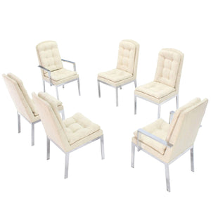 Set of Six Chrome and Upholstery Dining Chairs