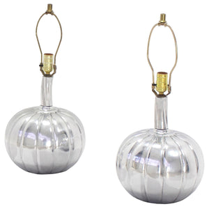 Pair of Stunning Metal Pumpkin Shape Table Lamps