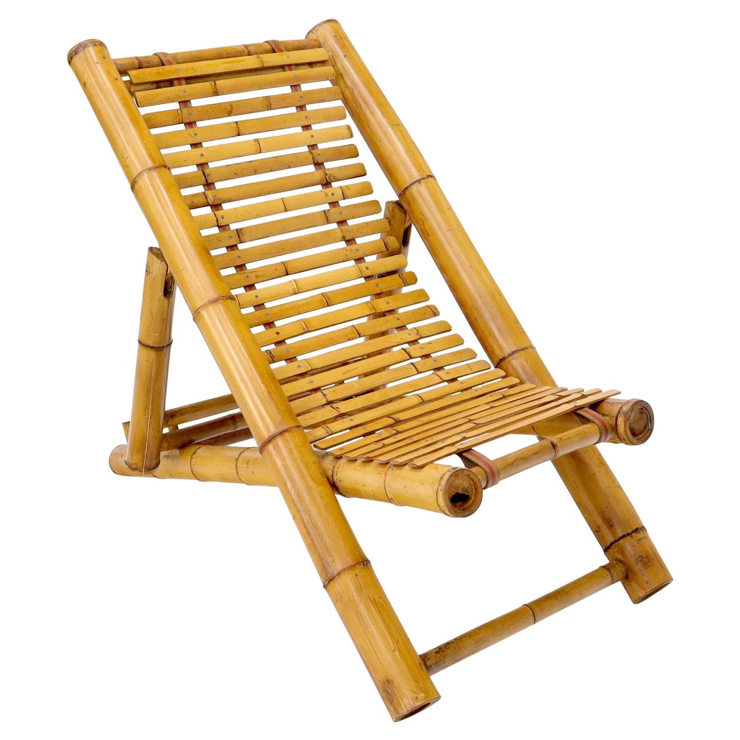 Vintage Bamboo Adjustable Sling Chaise Chair