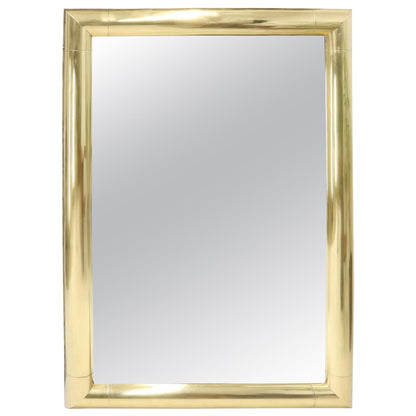 Large Solid Brass Half Round Profile Frame Rectangular Wall Mirror