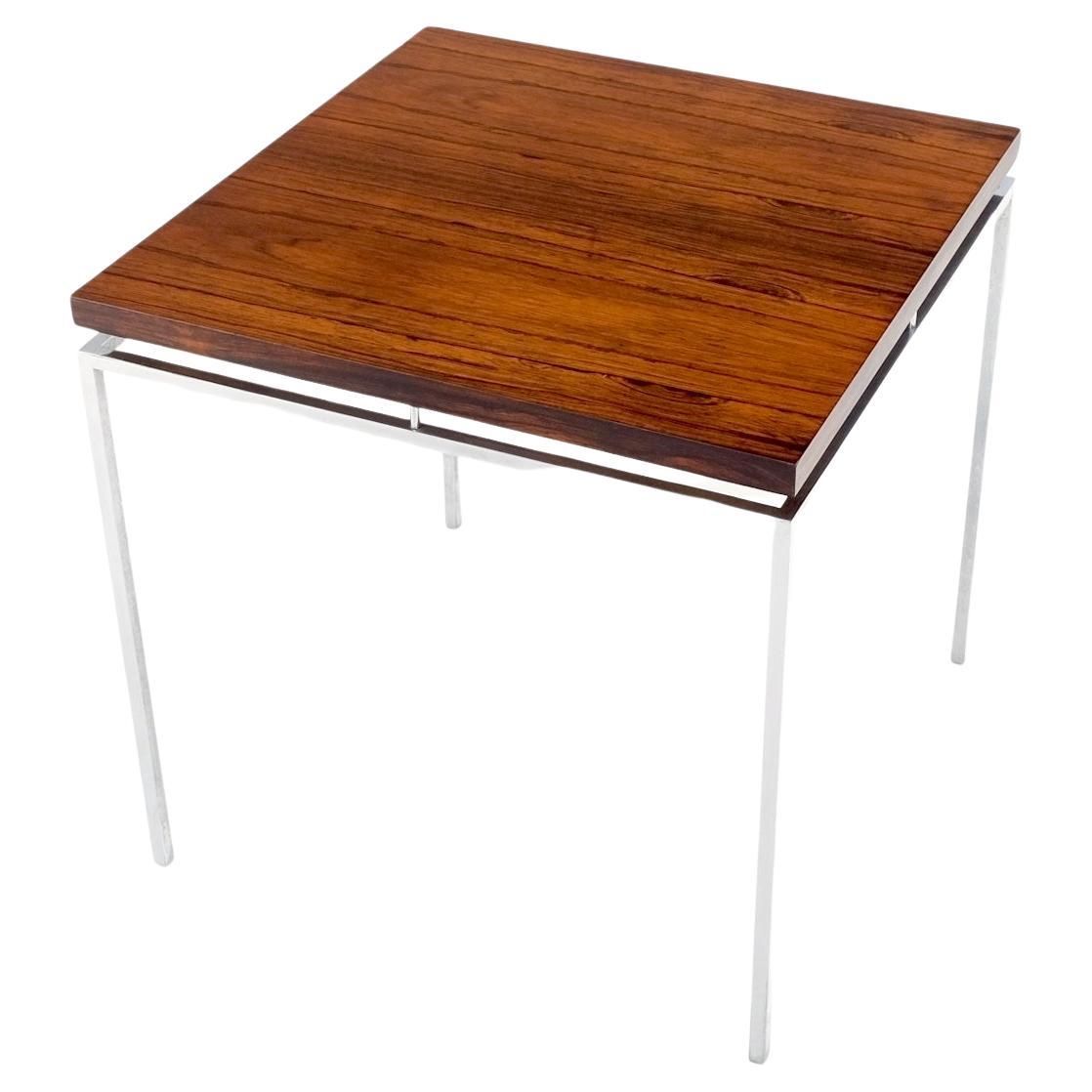 Floating Rosewood Top Chrome Stainless Base Square Side End Coffee Table Mint