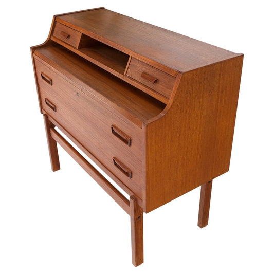 Danish Mid-Century Modern Teak Pull Out Secretary Desk Chest of Drawers Dresser