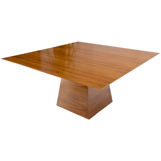 Large Modern Studio Square Walnut Pyramid Shape Base Dining Conference Table