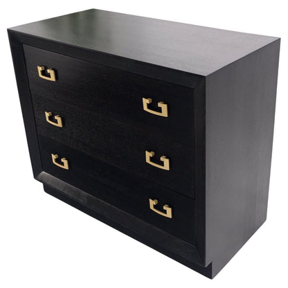 Gold Drop Pulls Ebonized Mahogany 3 Drawers Bachelors Chest Dresser Cabinet MINT