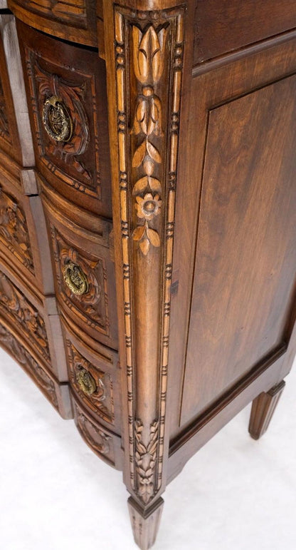 Pair Antique Marble Top Finely Carved 3 Drawers Brass Pulls Bachelor Chests MINT
