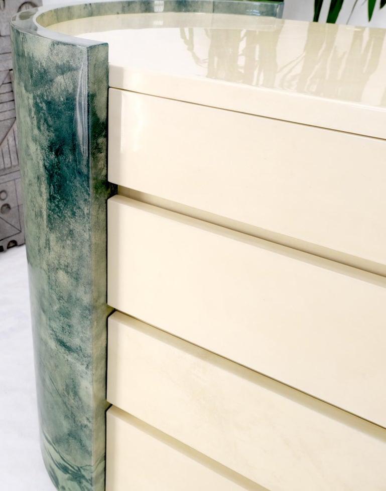 Lacquered Leather Goatskin 16 Drawers Mid-Century Modern Credenza Dresser Mint!