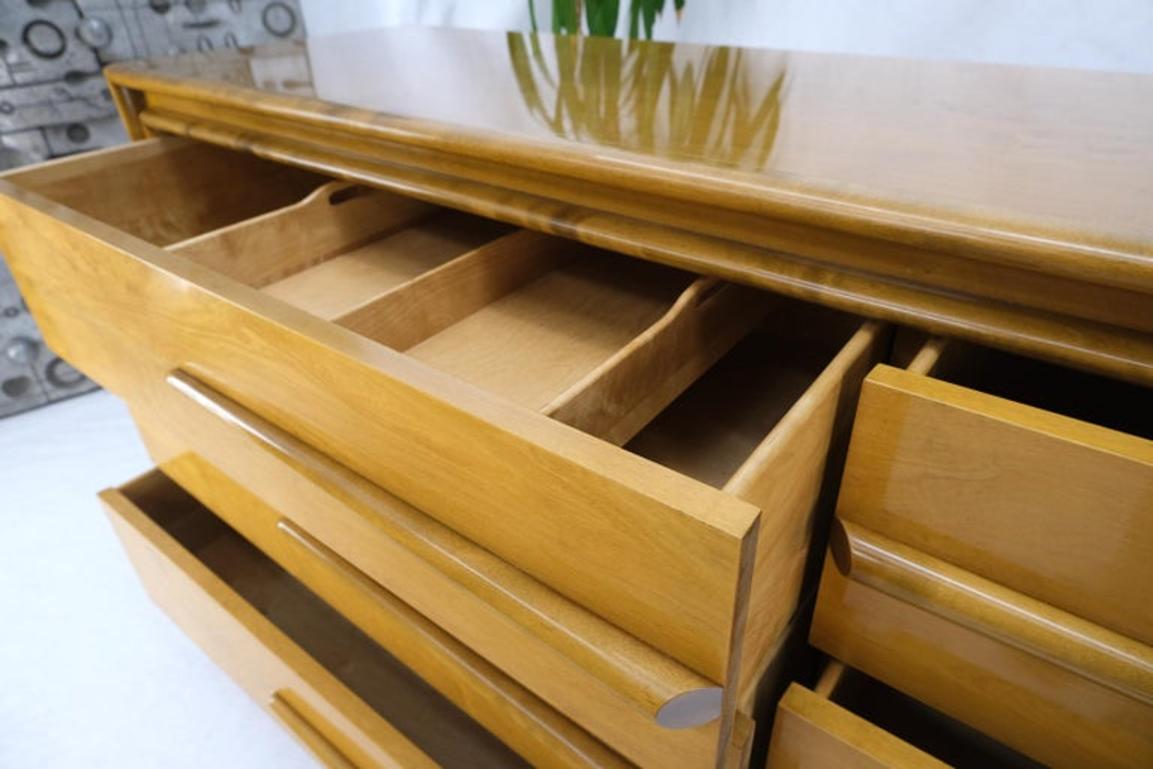 Lacquered Blond Birch 6 Drawer Swedish Mid-Century Modern Dresser Credenza Mint