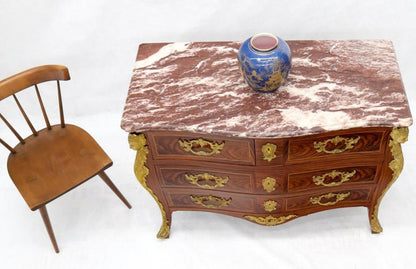 Bombe French Marble Top Bronze Ormolu Louis XV Style 4 Drawers Dresser Commode