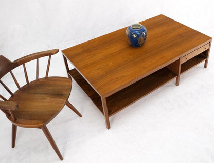 Large Rectangle Walnut One Drawer Paul McCobb Coffee Table for Calvin 1960s Mint