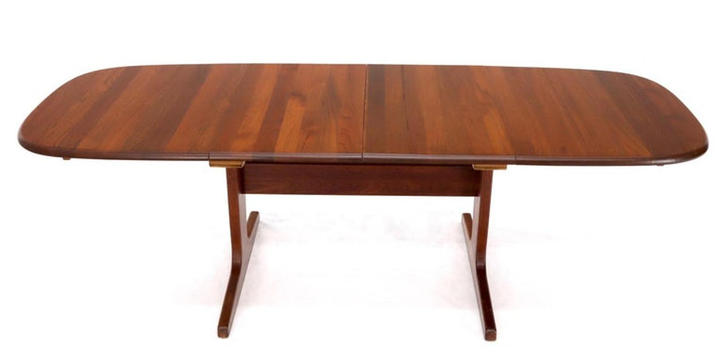 Compact Solid Teak Danish Mid-Century Modern Dining Table with Two Leaves