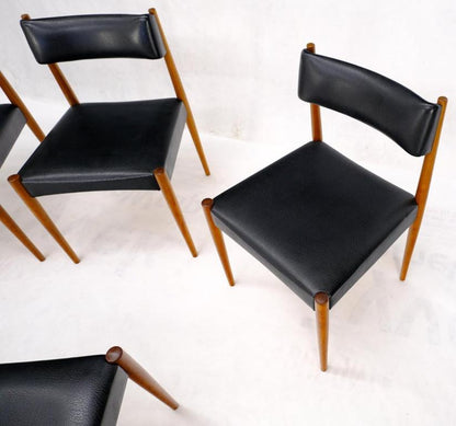 Set of 6 Danish Teak Mid Century Modern Dining Chairs in Black Upholstery