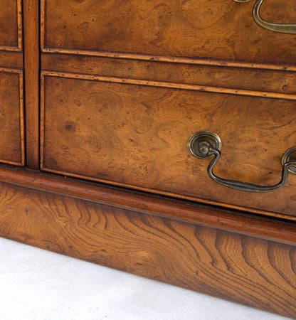 4 Drawers Embossed Leather Top Burl Wood File Cabinet Credenza w/ Key MINT