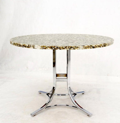 Abalone Shell Resin Fusion Cast Round Top Table on Chrome Base Mid-Century Moder
