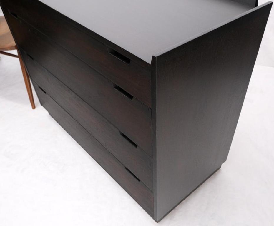 Pair of Ebonized Mahogany 4 Drawers Bachelor Chests w/ Gallery Tops Restored