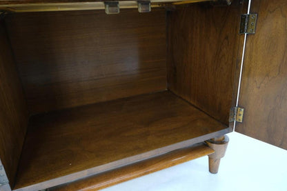 Heavy Turned Solid Walnut Legs Floating Lattice Ornament 1 Drawer Nightstand