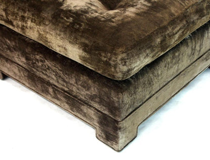 Large Square Deep Bronze Velvet Upholstery Tufted Upholstery Ottoman Footstool