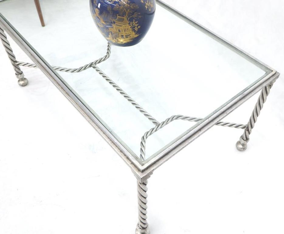 Forged Metal Twisted Rope Effect Silver Gilt Base Rectangle Coffee Table