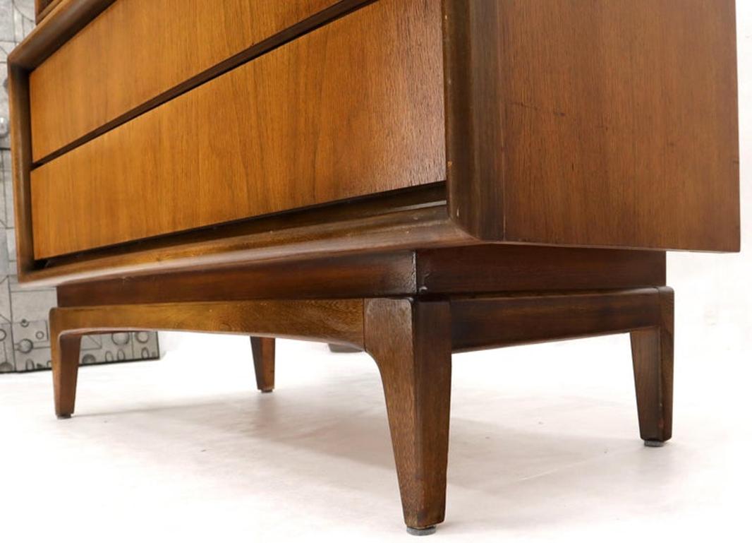Diamond Front Walnut Mid-Century Modern Double High Chest Dresser