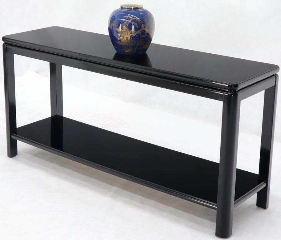 Black Lacquer Rectangular Two-Tier Console Sofa Table