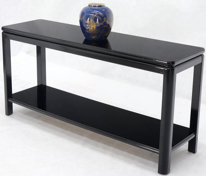 Black Lacquer Rectangular Two-Tier Console Sofa Table