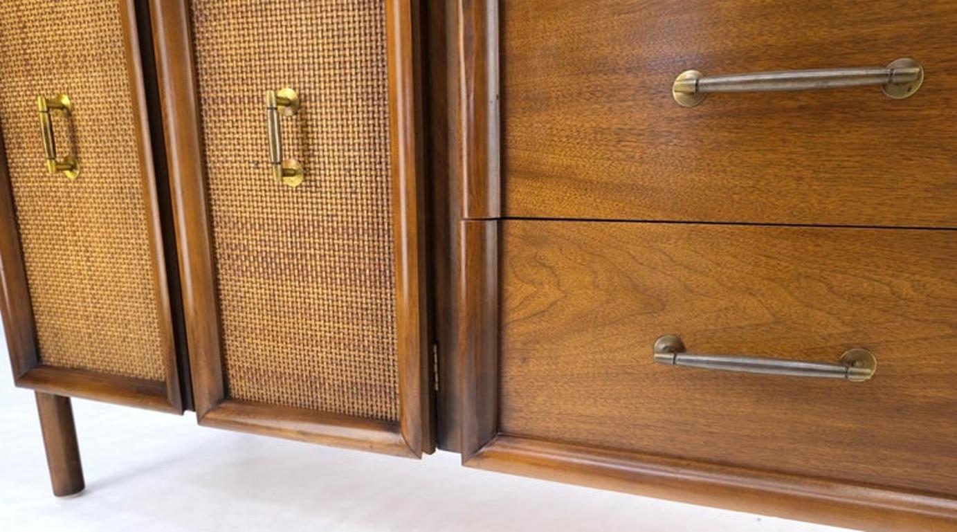 Exposed Sculptural Legs Walnut Three Drawers Two Doors Credenza Server Sideboard