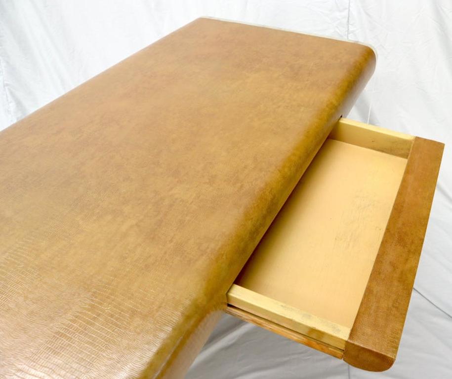 Lucite Base Faux Snake Skin Sculptural Shape One-Drawer Writing Table Desk
