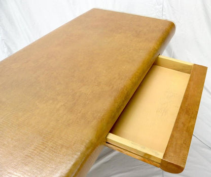 Lucite Base Faux Snake Skin Sculptural Shape One-Drawer Writing Table Desk